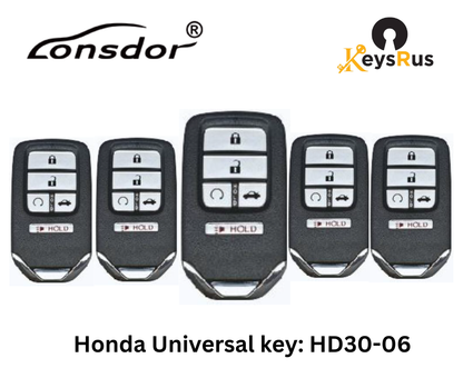 LONSDOR HD30-06 5-Button Honda Universal Smart Key – ID46/ID47/ID4A, 313/433 MHz