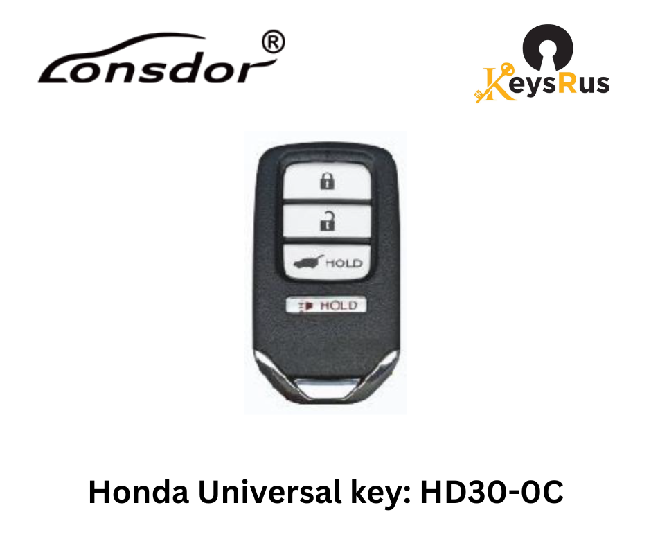 LONSDOR HD30-0C 4-Button Honda Universal Smart Key – ID46/ID47/ID4A, 313/433 MHz