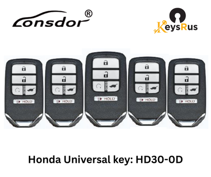 LONSDOR HD30-0D 5-Button Honda Universal Smart Key – ID46/ID47/ID4A, 313/433 MHz