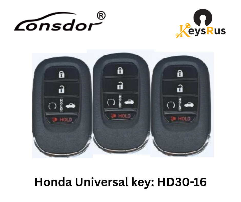 LONSDOR HD30-16 5-Button Honda Universal Smart Key – ID46 / ID47 / ID4A – Adjustable Frequency