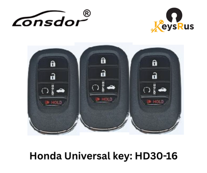 LONSDOR HD30-16 5-Button Honda Universal Smart Key – ID46 / ID47 / ID4A – Adjustable Frequency