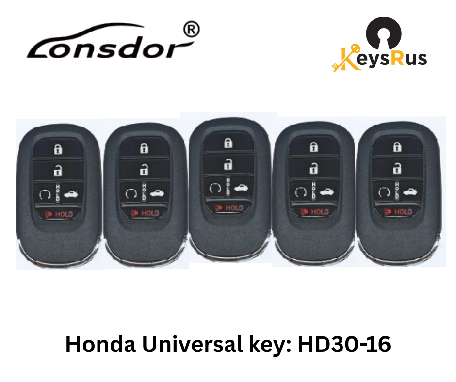 LONSDOR HD30-16 5-Button Honda Universal Smart Key – ID46 / ID47 / ID4A – Adjustable Frequency