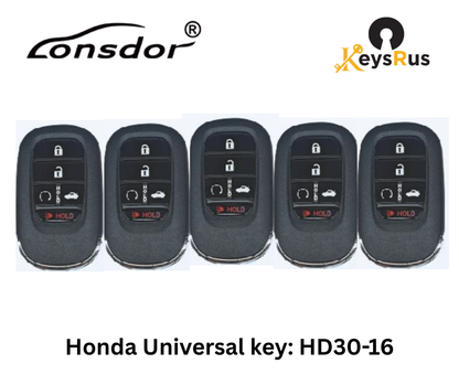 LONSDOR HD30-16 5-Button Honda Universal Smart Key – ID46 / ID47 / ID4A – Adjustable Frequency