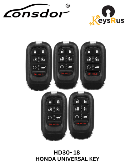 Lonsdor – HD30-18 Honda Style – 4-Button Universal Smart Key – ID46+ID47+ID4A – Adjustable Frequency