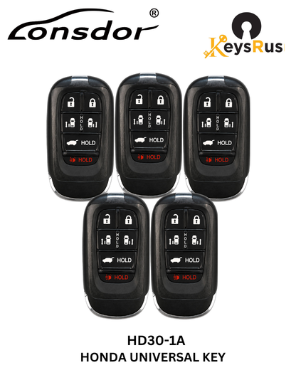 Lonsdor – HD30-1A Honda Style – 4-Button Universal Smart Key – ID46+ID47+ID4A – Adjustable Frequency