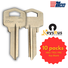 HR2 / TE3 / FR1 Key Blank – 10 Pack (Nickel-Plated Brass) | ILCO / Taylor Brand