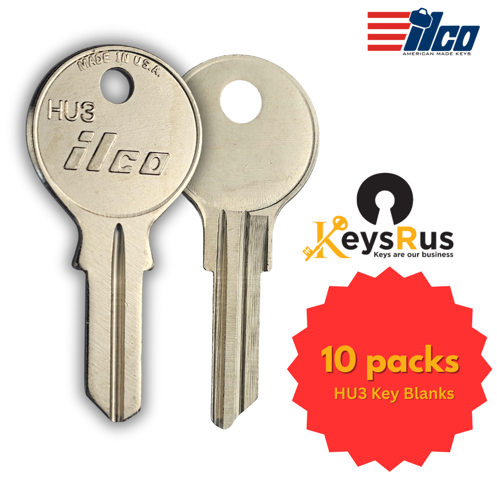 HU3 Key Blanks for Furniture - 10/Pack - ILCO High-Quality Replacement Keys