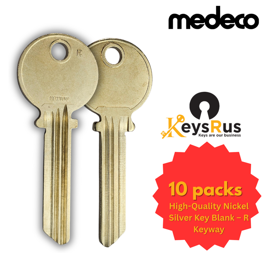 High-Quality Nickel Silver Key Blank, R Keyway, Compatible with Medeco S1, JMA MDC-13DS 10 Pack