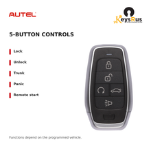 Autel AT005BL Standard 5-Button Universal Smart Key — 5-button controls: Lock, Unlock, Trunk, Panic, Remote start