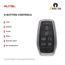 Autel AT006AL Standard 6-Button Universal Smart Key — 6-button controls: Lock, Unlock, Trunk, Panic, Remote start, Air suspension