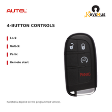 Autel CL004AL Chrysler / Dodge 4-Button Universal Smart Key — 4-button controls: Lock, Unlock, Panic, Remote start
