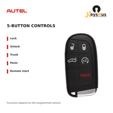 Autel CL005AL Chrysler / Dodge 5-Button Universal Smart Key — 5-button controls: Lock, Unlock, Trunk, Panic, Remote start