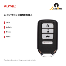 Autel IKEYHD4TP Honda Style 4-Button Universal Smart Key — 4-button controls: Lock, Unlock, Trunk, Panic