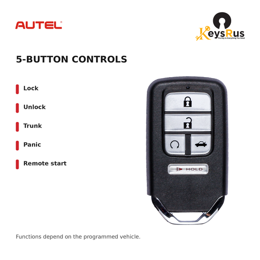 Autel HD005AL Honda Style 5-Button Universal Smart Key — 5-button controls: Lock, Unlock, Trunk, Panic, Remote start