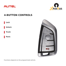 Autel BW004AL BMW Razor Style 4-Button Universal Smart Key — 4-button controls: Lock, Unlock, Trunk, Panic