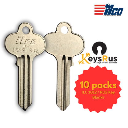 ILCO 1012 / RU2 Key Blanks – 10 Pack | 5-Pin RU Section | Compatible with Russwin Locks | Nickel-Plated Brass