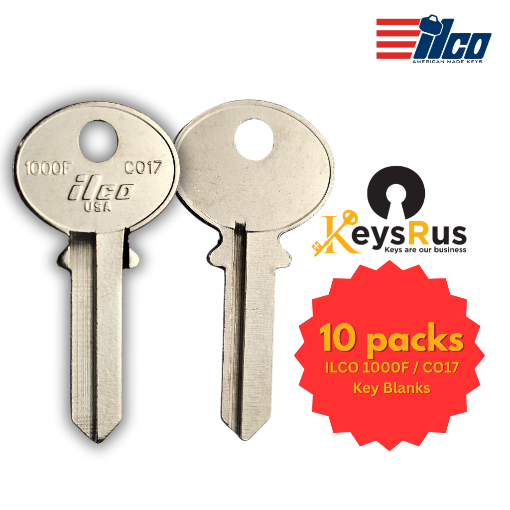 ILCO 1000F / CO17 Key Blanks – 10 Pack | 6-Pin Nickel-Plated Brass Blanks for CCL and Corbin Locks