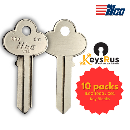 ILCO 1000 / CO1 Key Blanks – 10 Pack | 5-Pin Nickel-Plated Brass | Compatible with Corbin, Action, AMF, LaBelle, LL, Shur-Lock & More