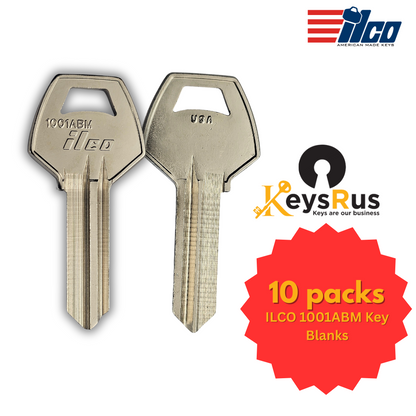 ILCO 1001ABM Key Blanks – 10 Pack | For Residential & Commercial Corbin Locks | Nickel-Plated Brass