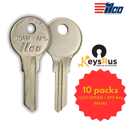 ILCO 100AM / AP5 Key Blanks – 10 Pack | Nickel Plated Brass | Master Key Compatible with Chicago, Diebold, Mosler, Steelcase & Trimark
