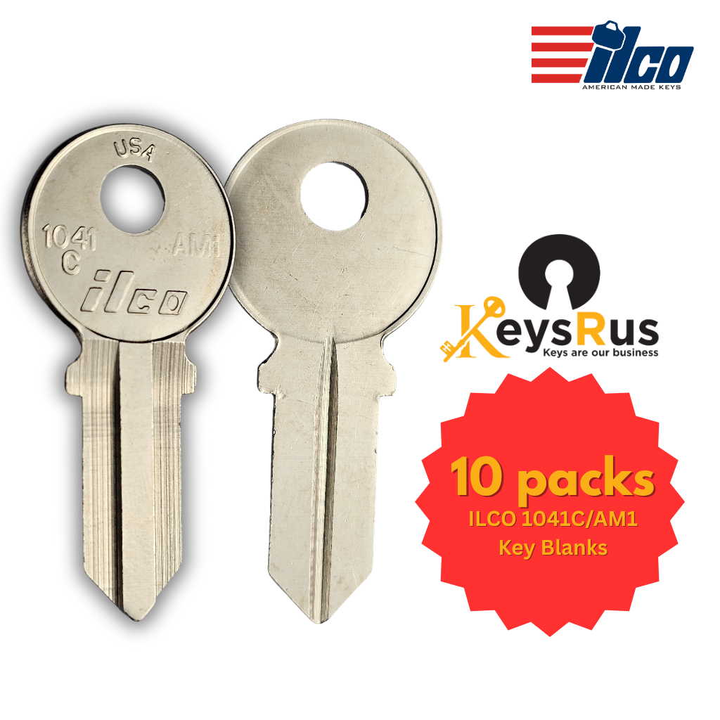 ILCO 1041C / AM1 Key Blanks – 10 Pack | Padlock Key Blanks for American Lock, Fortress, Junkunc & More | Nickel-Plated Brass