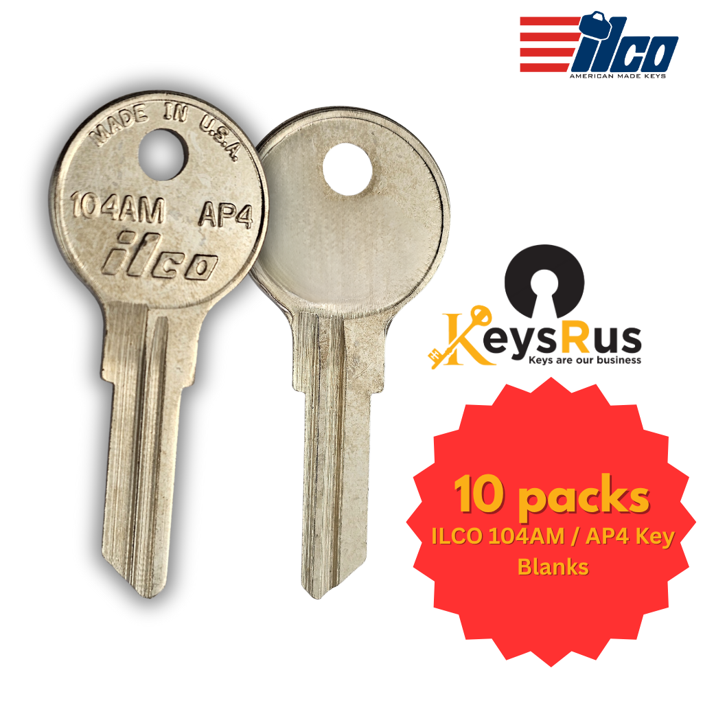 ILCO 104AM / AP4 Key Blanks – 10 Pack | Brass | Compatible with Chicago, Cessna, AMF, and Steelcase Locks