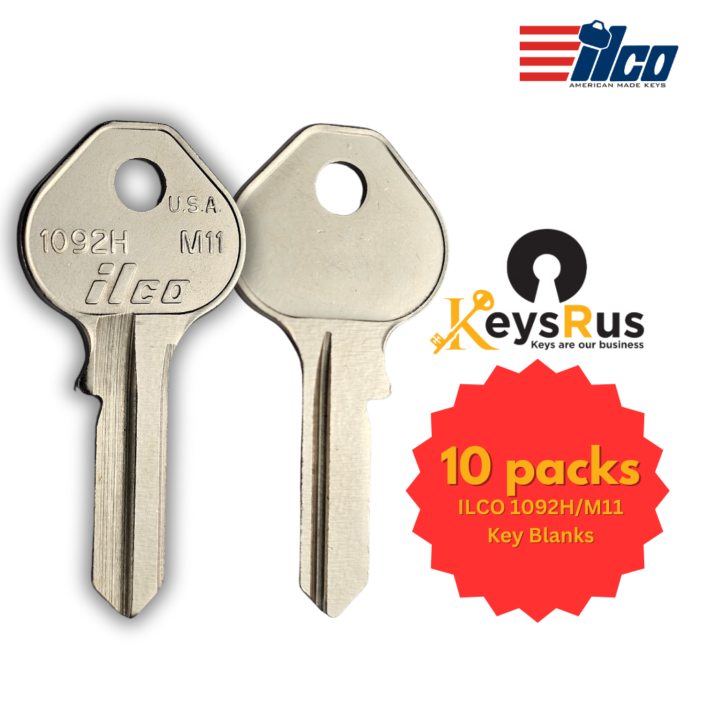 Ilco 1092H / M11 Key Blanks – 10 Pack for Master Padlocks | Nickel‑Plated Brass (Uncut)