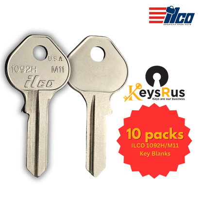 Ilco 1092H / M11 Key Blanks – 10 Pack for Master Padlocks | Nickel‑Plated Brass (Uncut)