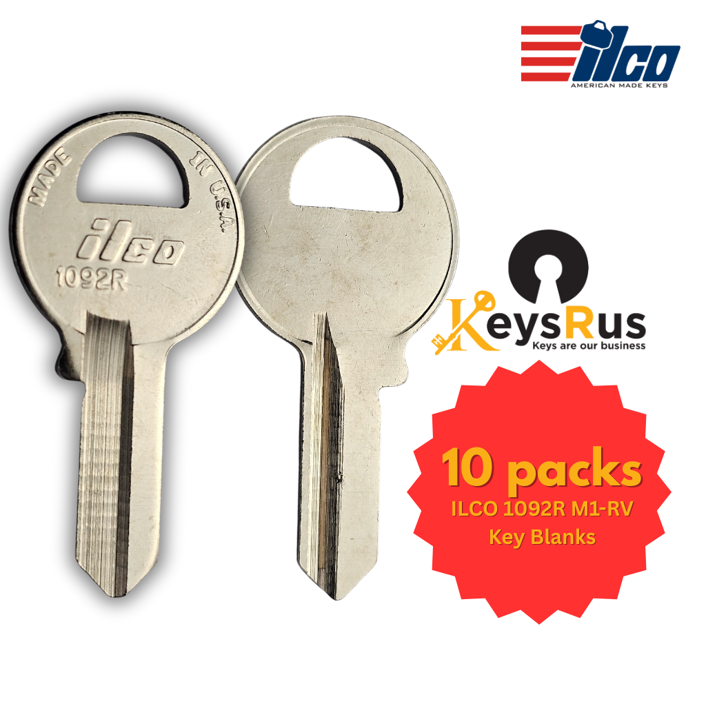 ILCO 1092R / M1-RV Key Blanks – 10 Pack | Reverse M1 Key Blank for Master Padlock, GTO, Mighty Mule & More
