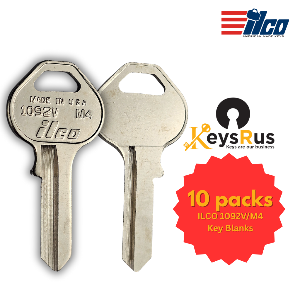 ILCO 1092V / M4 Key Blanks – 10 Pack | Master Padlock Replacement Keys | Nickel-Plated Brass | Made in USA