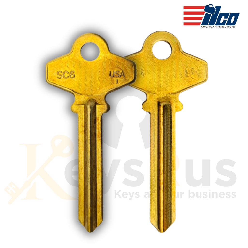 ILCO 1370A / SC6 Key Blanks – 6-Pin – Nickel Plated – 10 Pack – Uncut for Schlage Locks