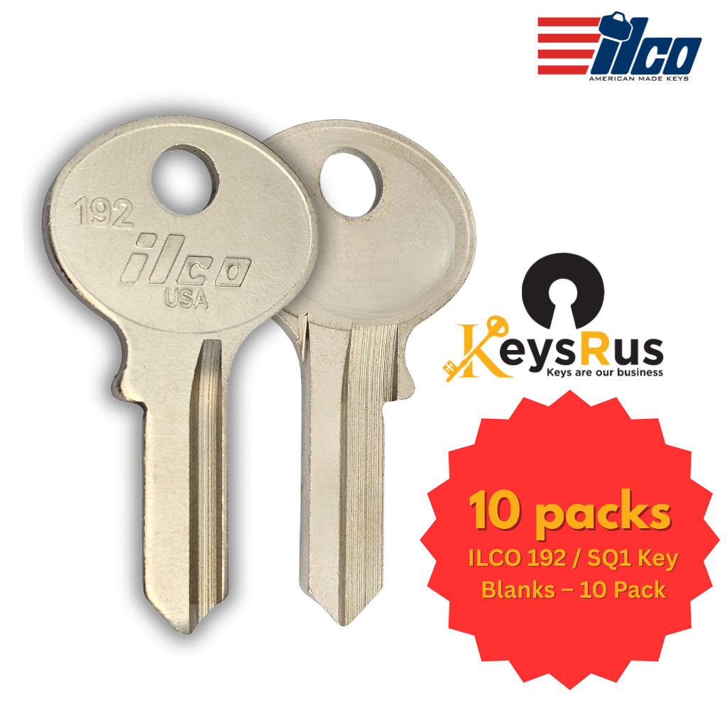 ILCO 192 / SQ1 Key Blanks – 10 Pack | Precision Brass Padlock Key Blanks for Squire, Fortress, Car & More