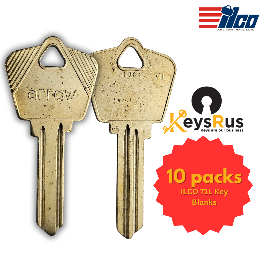 ILCO 71L Key Blank – Compatible with Arrow Locks – Uncut Brass Key for Locksmith Use 10/pack