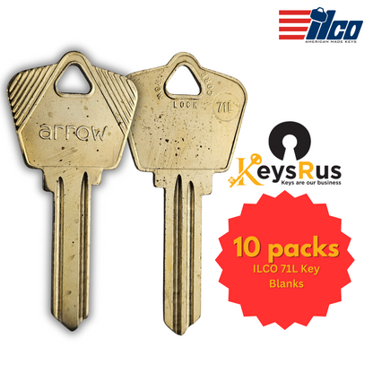 ILCO 71L Key Blank – Compatible with Arrow Locks – Uncut Brass Key for Locksmith Use 10/pack