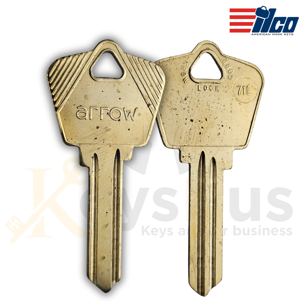 ILCO 71L Key Blank – Compatible with Arrow Locks – Uncut Brass Key for Locksmith Use 10/pack