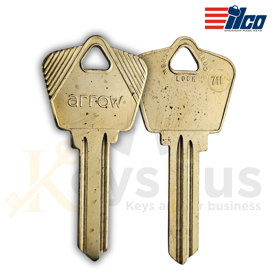 ILCO 71L Key Blank, Compatible with Arrow Locks, Uncut Brass Key for Locksmith Use 10 pack