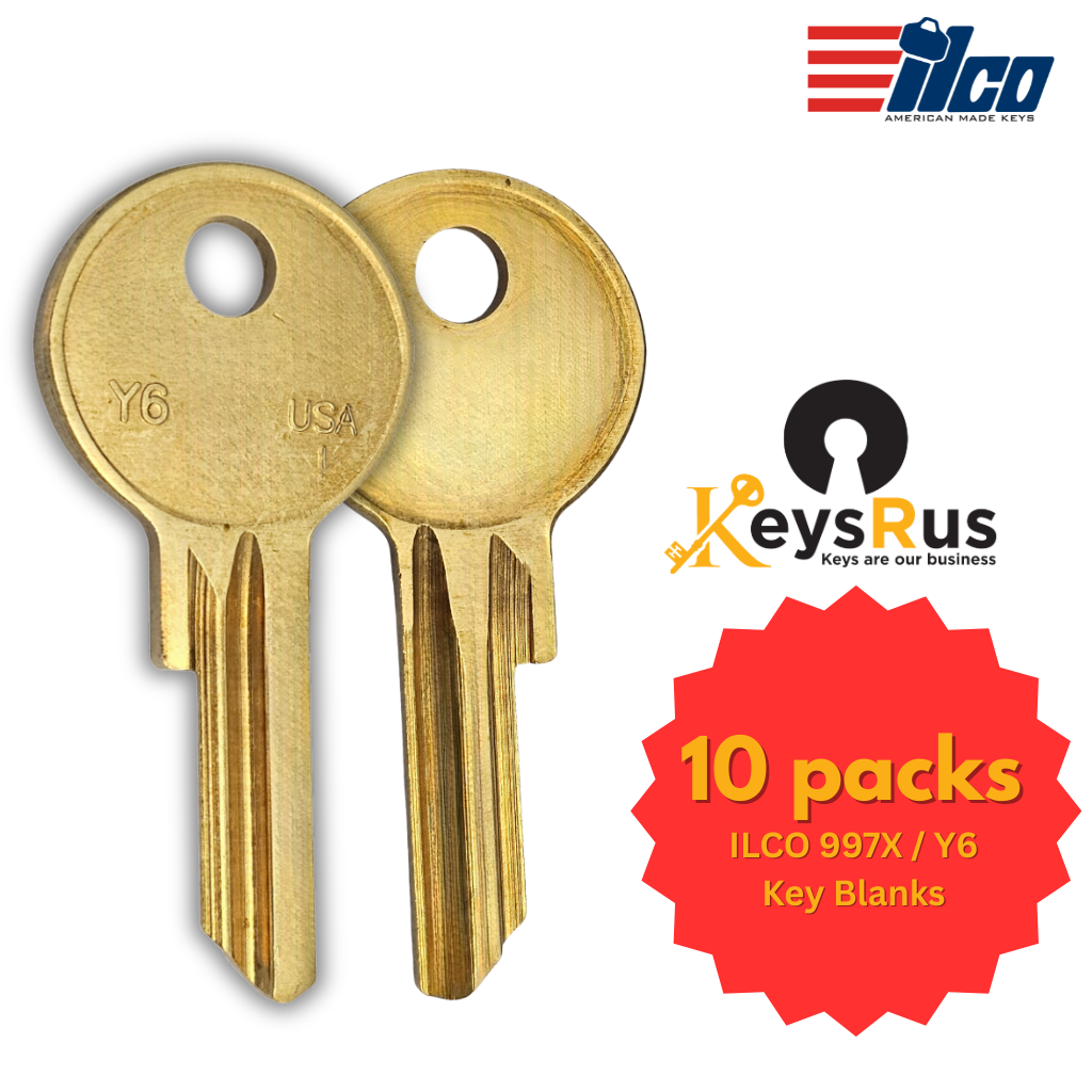ILCO 997X / Y6 Key Blanks – 10 Pack | Brass | Compatible with Yale, Vintage Automotive, Furniture, and Safe Locks