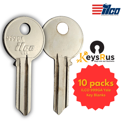 ILCO 999GA Yale Key Blanks – 10 Pack | 5-Pin GA Section | Compatible with Yale Locks | Nickel-Plated Brass