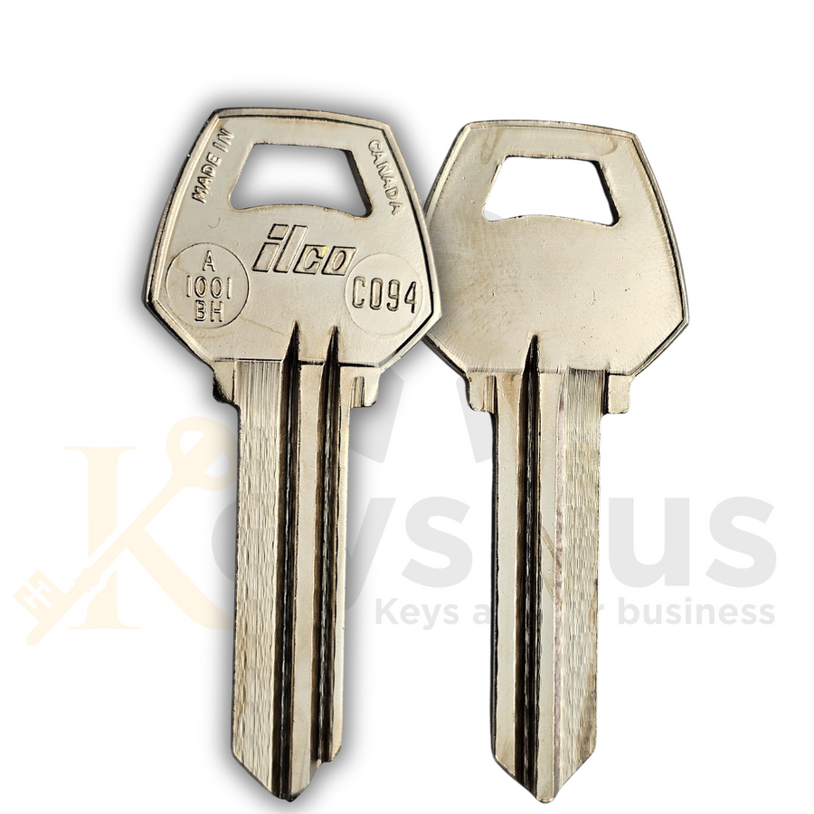 ILCO A1001BH / CO94 Key Blanks, 10 Pack, 6-Pin Key Blanks for Corbin Locks, Nickel-Plated Brass, 59B1 Section
