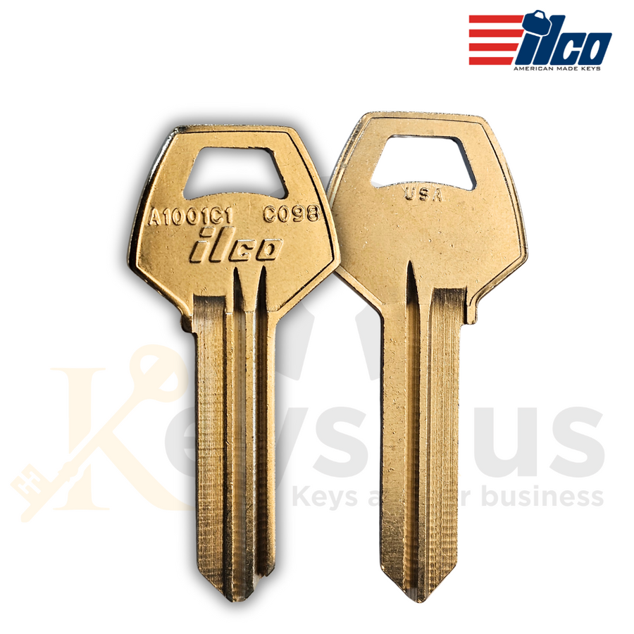 ILCO A1001C1 Key Blank, 59C1 Section CO98, 6 Pin for Corbin Locks, Nickel Plated Brass, 10 Pack