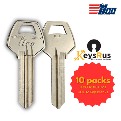 ILCO A1001C2 / CO102 Key Blanks – 59C2 Section – 6 Pin for Corbin Locks | Nickel Plated Brass | 10 Pack