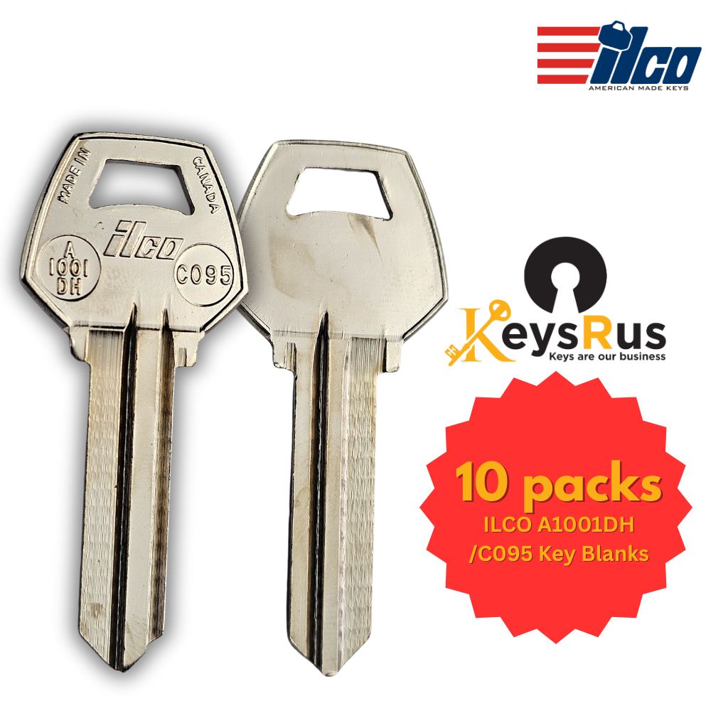 ILCO A1001DH / CO95 Key Blanks – 10 Pack | 6-Pin Key Blanks for Corbin Locks | Nickel-Plated Brass – 59B2 Section