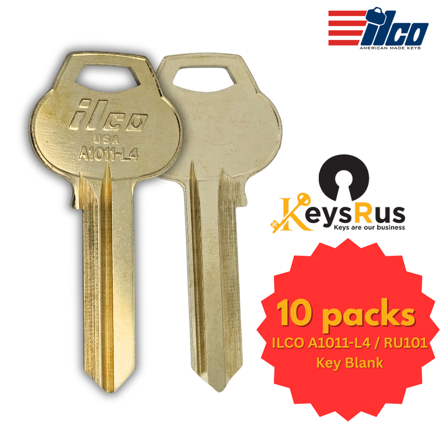 ILCO A1011-L4 / RU101 Key Blank, 6 Pin, Nickel Silver, L4 Section, 10 Pack