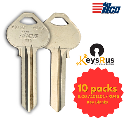 ILCO A1011D1 / RU46 Key Blanks – D1 Section – 6 Pin for Russwin Locks | Brass | 10 Pack