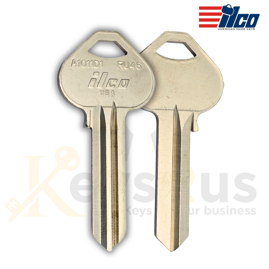 ILCO A1011D1 / RU46 Key Blanks, D1 Section, 6 Pin for Russwin Locks, Brass, 10 Pack