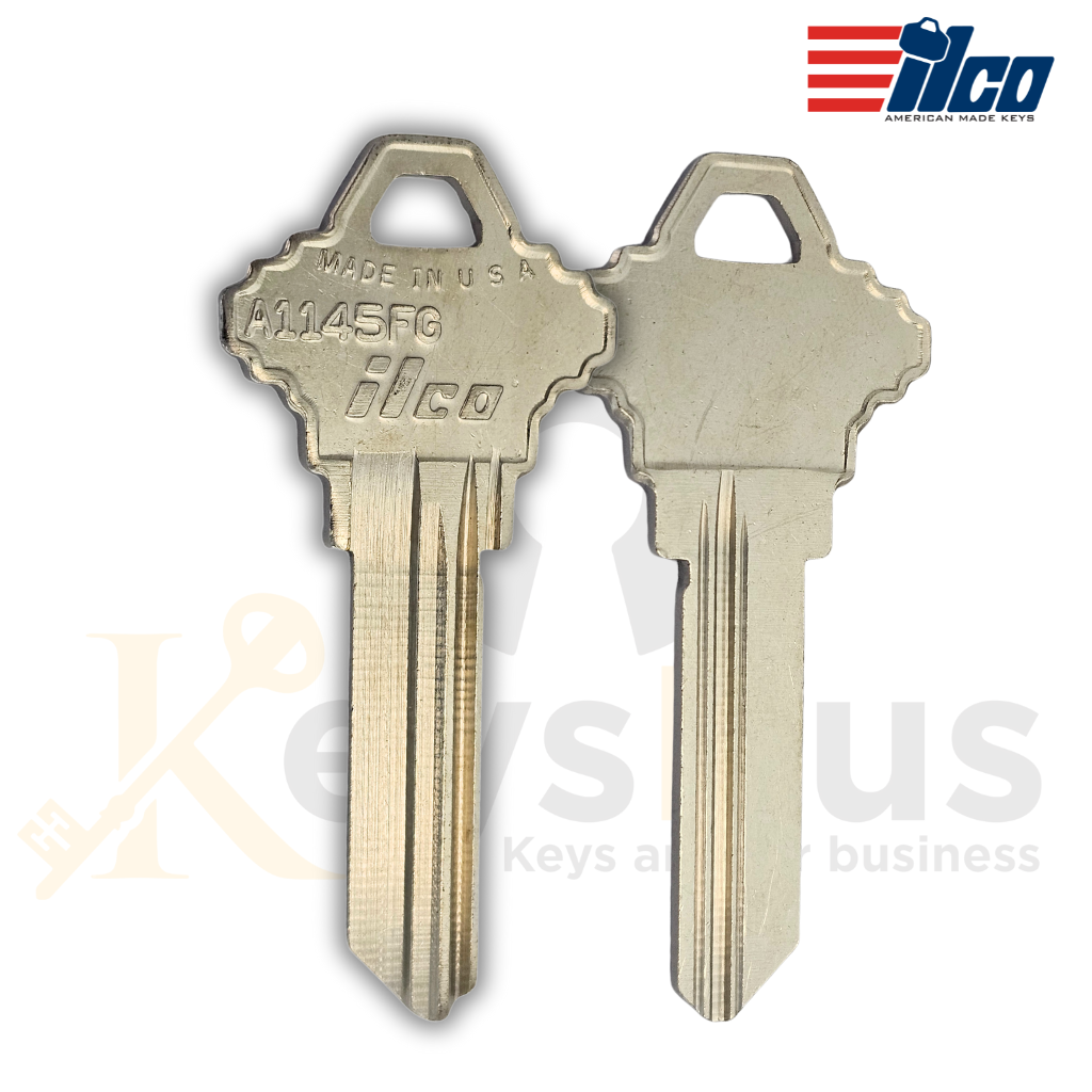 ILCO A1145FG Key Blanks – 5-Pin – Brass – SC1 Compatible – 10 Pack – Uncut for Schlage Locks