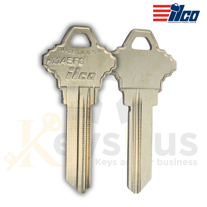 ILCO A1145FG Key Blanks – 5-Pin – Brass – SC1 Compatible – 10 Pack – Uncut for Schlage Locks