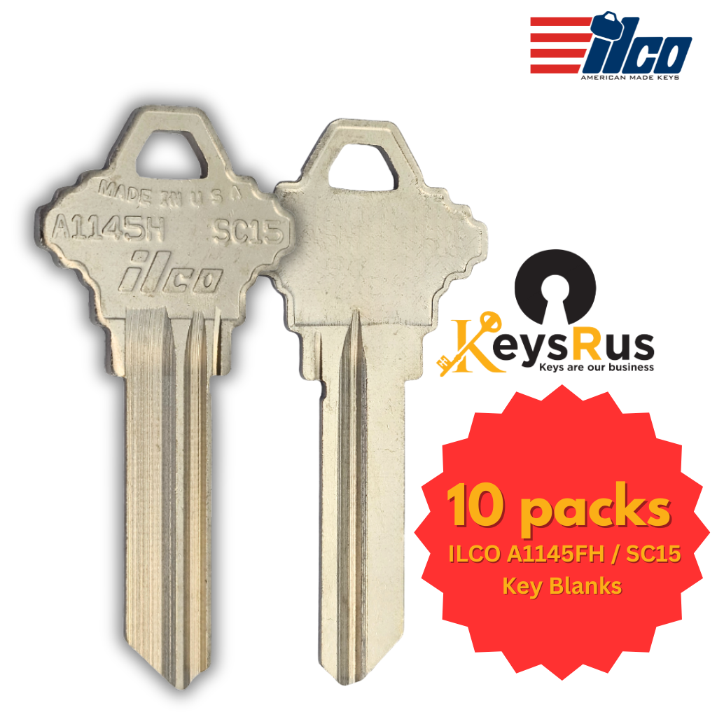 ILCO A1145H / SC15 Key Blanks -Nickel-Plated Brass – L Section – 10 Pack | Locksmith & Security Keys