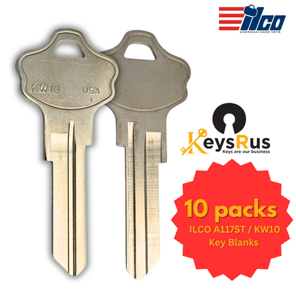 ILCO A117ST / KW10 Key Blanks – 10 Pack