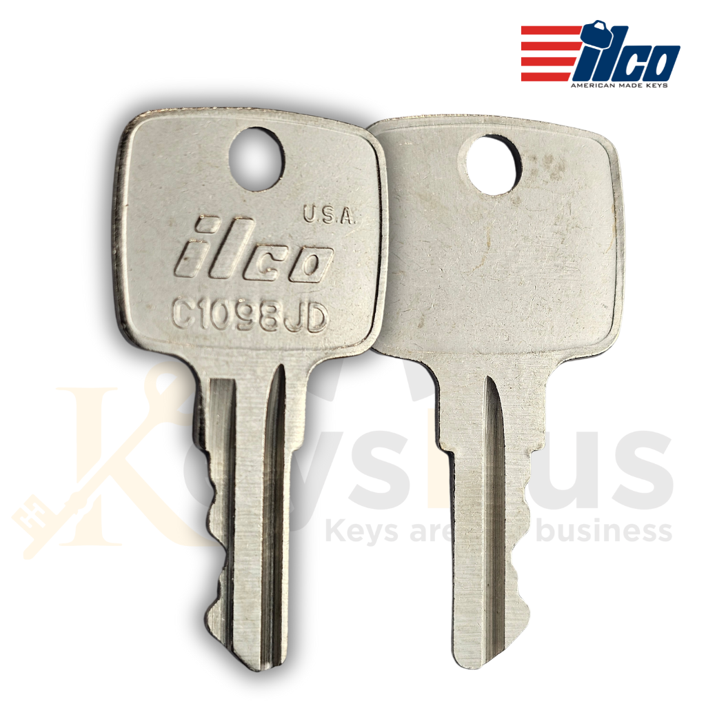ILCO C1098JD Key Blanks – 10 Pack | For John Deere, Multiquip, Indak Equipment | JD1481 Stamped Key | Nickel-Plated Brass